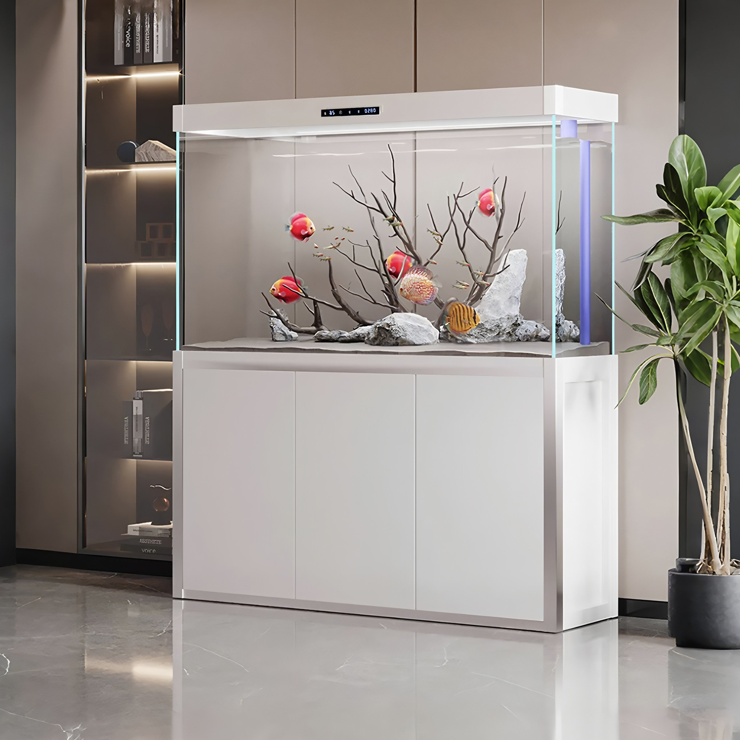 Tucker Murphy Pet™ White Ultra-Clear Glass Bottom-Filter Fish Tank